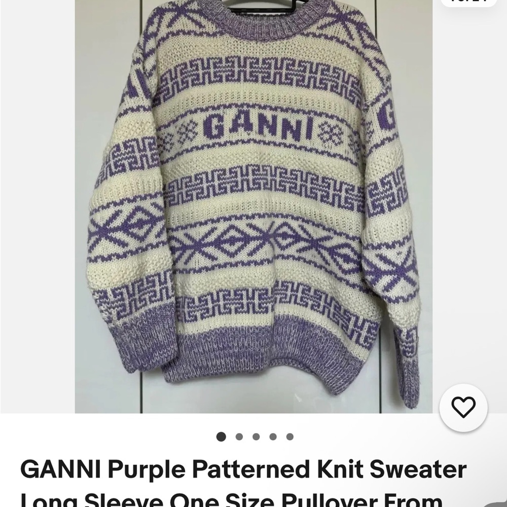 Ganni Lavender and Cream Knit Sweater - Picture 3 of 5